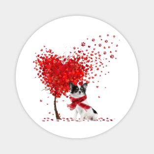 Valentine's Day Heart Tree Love White Long Haired Chihuahua Magnet